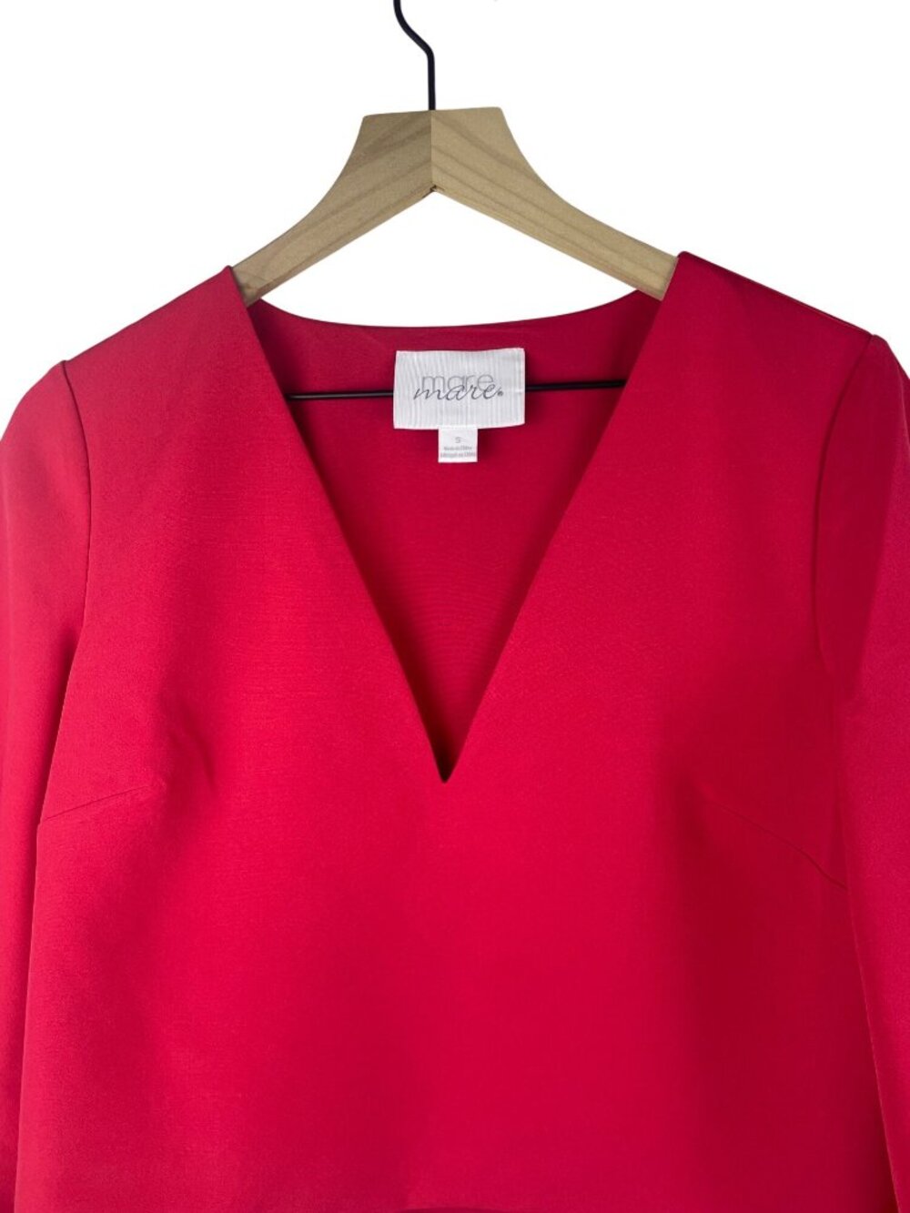 Mare Mare Red V-Neck Flutter Sleeve Cropped Blouse Small - Picture 2 of 9